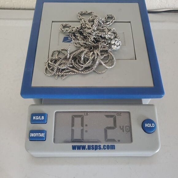 Vintage Silver Tone Rope Chain Box Tassel Round Clear Ball Lariat Opera Necklace - Picture 10 of 11